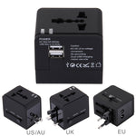 Adattatore caricabatterie doppia USB 5V 2.1A spina UK/EU/US/AU