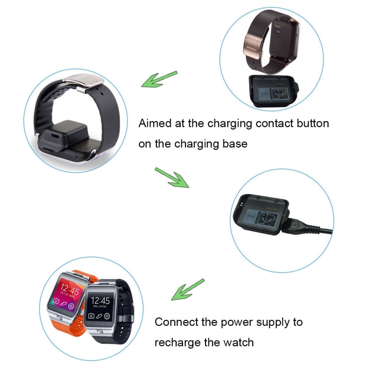 Per Samsung Gear 2 R380 Caricabatterie per base di ricarica con cavo USB (nero)