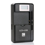 Caricabatteria universale per cellulare con uscita USB e display LCD, spina americana, 800mA/1300mA