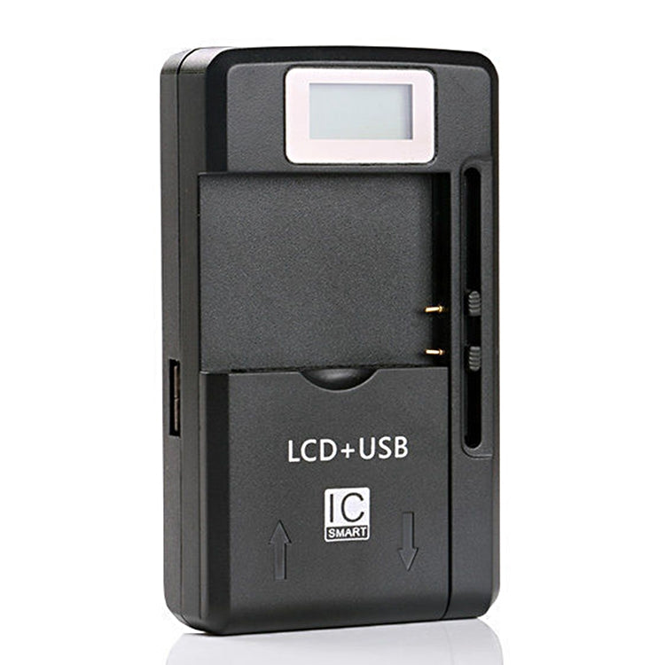 Caricabatteria universale per cellulare con uscita USB e display LCD, spina americana, 800mA/1300mA