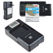 Caricabatteria universale per cellulare con uscita USB e display LCD, spina americana, 800mA/1300mA