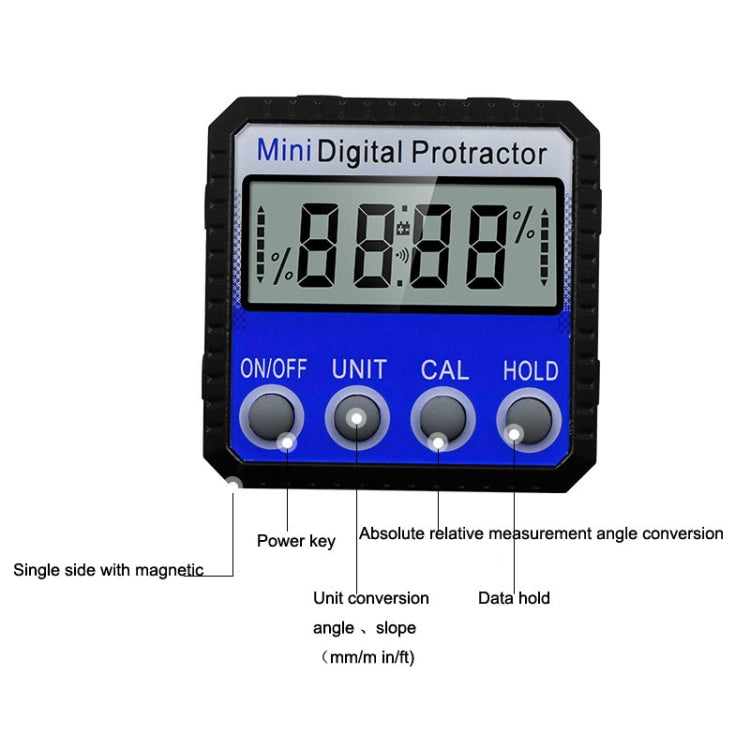 Inclinometro con display digitale con righello dell'angolo di adsorbimento magnetico a vibrazione multi-angolo, Adsorption Angle Ruler