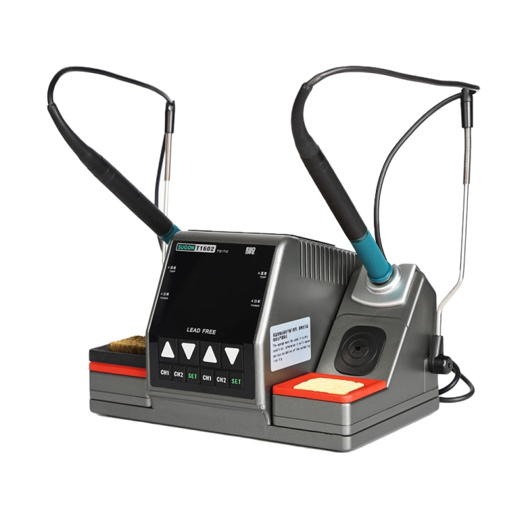 SUGON T1602 Stazione di saldatura elettrica a doppia stazione 220V con doppia impugnatura, spina europea, T1602, EU Plug