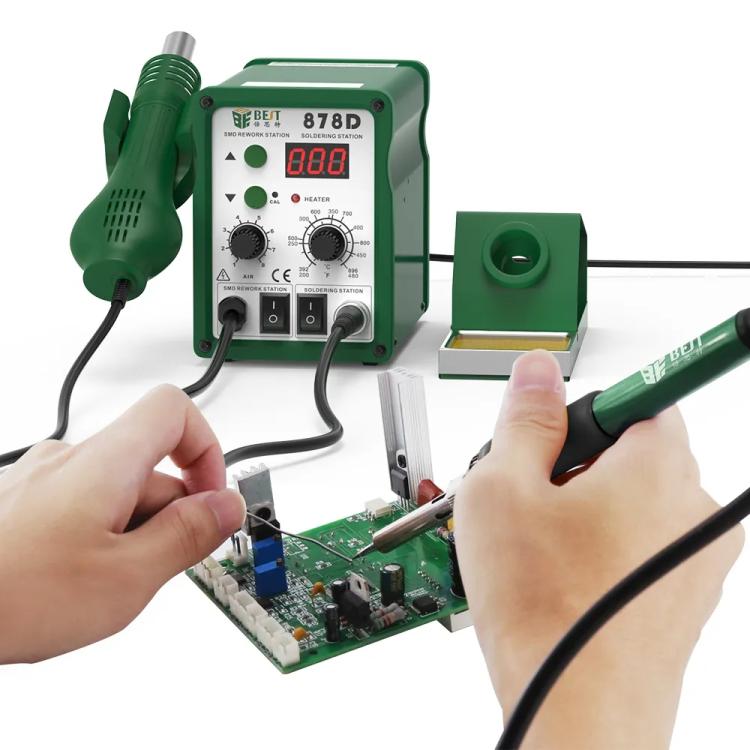 BEST BST-878D Pistola ad aria calda a temperatura regolabile con saldatore elettrico e stazione di rilavorazione, spina UK, BST-878D UK Plug