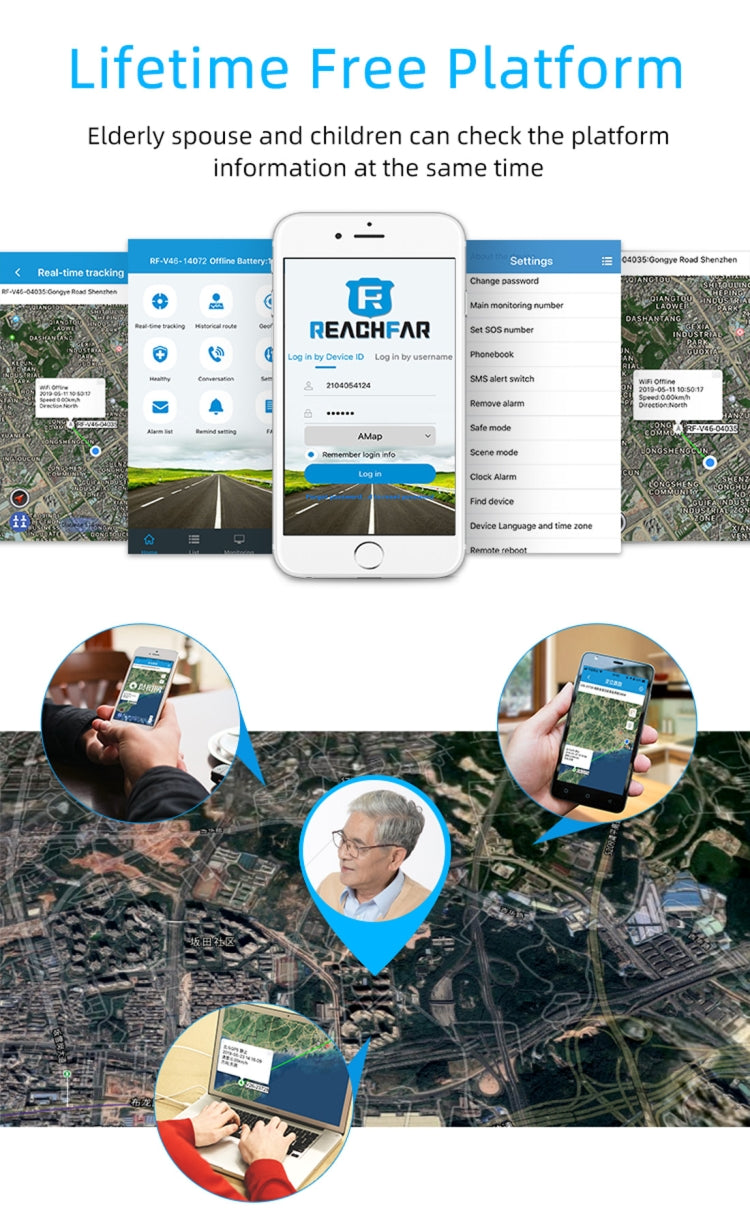REACHFAR RF-V46-B GPS Smart Tracker WatchBand, supporto SOS / fotocamera / gestione della salute / 4G LTE / pressione sanguigna / frequenza cardiaca, per Nord America / Sud America / Australia, RF-V46-B