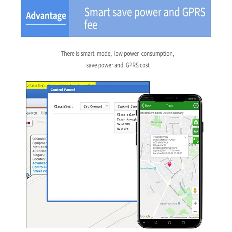 TK202A 2G Car Truck Tracking GSM GPRS GPS Tracker Supporto AGPS, Capacità batteria: 6500MA, 2G 6500mAh