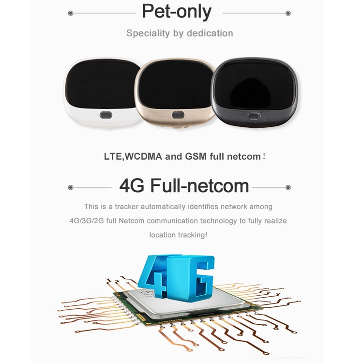 RF-V43 A Style IP67 Impermeabile GPS + LBS + WiFi Localizzatore di animali domestici Dispositivo di localizzazione per collare per animali domestici per Asia / Europa / Africa, RF-V43 A Style (Black), RF-V43 A Style (Gold), RF-V43 A Style (White)