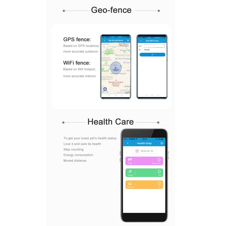 RF-V43 A Style IP67 Impermeabile GPS + LBS + WiFi Localizzatore di animali domestici Dispositivo di localizzazione per collare per animali domestici per Asia / Europa / Africa, RF-V43 A Style (Black), RF-V43 A Style (Gold), RF-V43 A Style (White)
