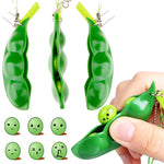 3 PCS Creative Extrusion Pea Soybean Ciondolo chiave giocattolo antistress, consegna di espressione casuale, Extrusion Pea