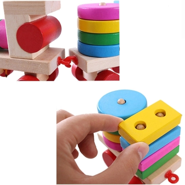 Giocattolo da costruzione in legno a forma di treno Giocattolo da addestramento per l'apprendimento precoce del bambino, Train Shape