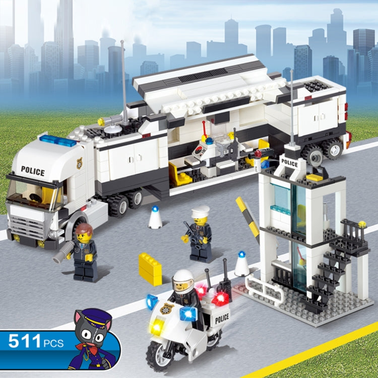 6727 511 PCS Blocchi di mattoni Città Stazione di polizia Veicolo di comando Mattoni da costruzione Blocchi di plastica Giocattoli, fascia d'età: 6 anni sopra, 6727