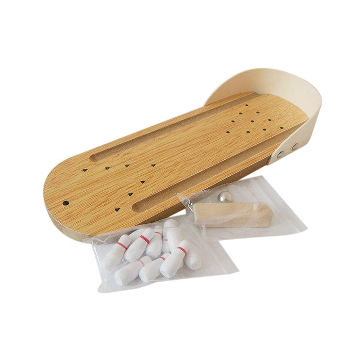 Mini gioco da bowling in legno da tavolo classico con palla da scrivania per bambini e adulti, dimensioni: 29,5 x 10 cm, Size: 29.5 x 10cm