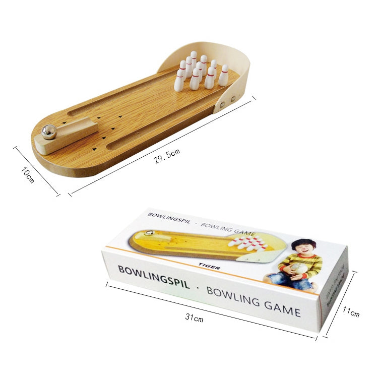 Mini gioco da bowling in legno da tavolo classico con palla da scrivania per bambini e adulti, dimensioni: 29,5 x 10 cm, Size: 29.5 x 10cm