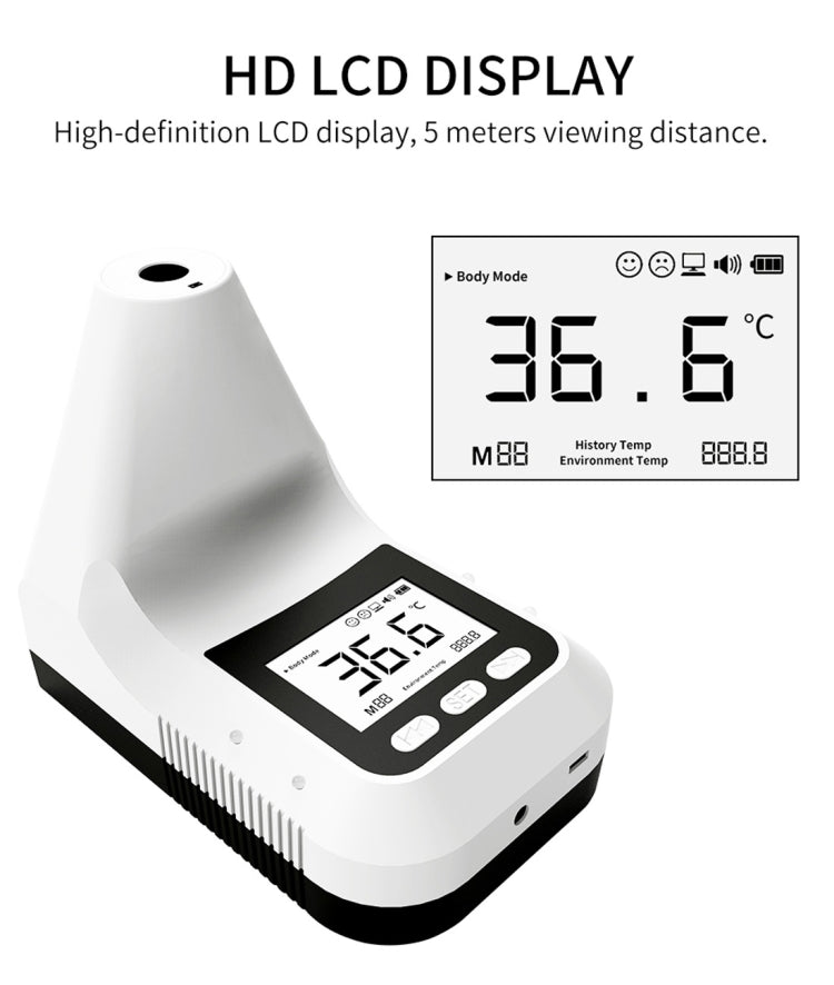 Termometro a infrarossi con sensore di distanza sensibile alla luce sul corpo frontale senza contatto K3 Pro, schermo LCD da 2,8 pollici, K3 Pro