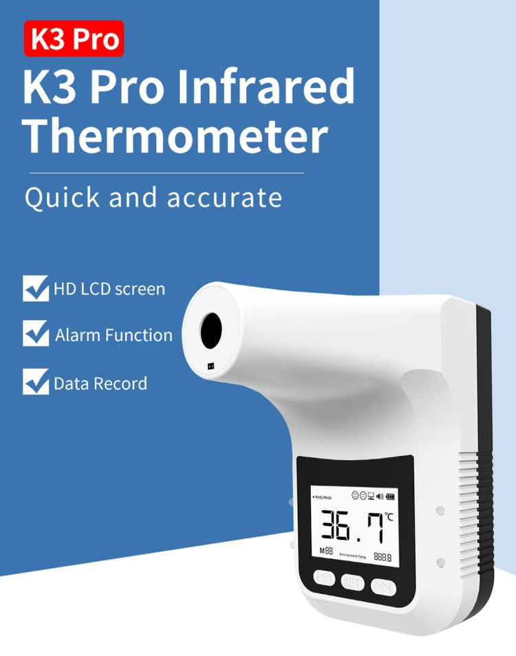 Termometro a infrarossi con sensore di distanza sensibile alla luce sul corpo frontale senza contatto K3 Pro, schermo LCD da 2,8 pollici, K3 Pro