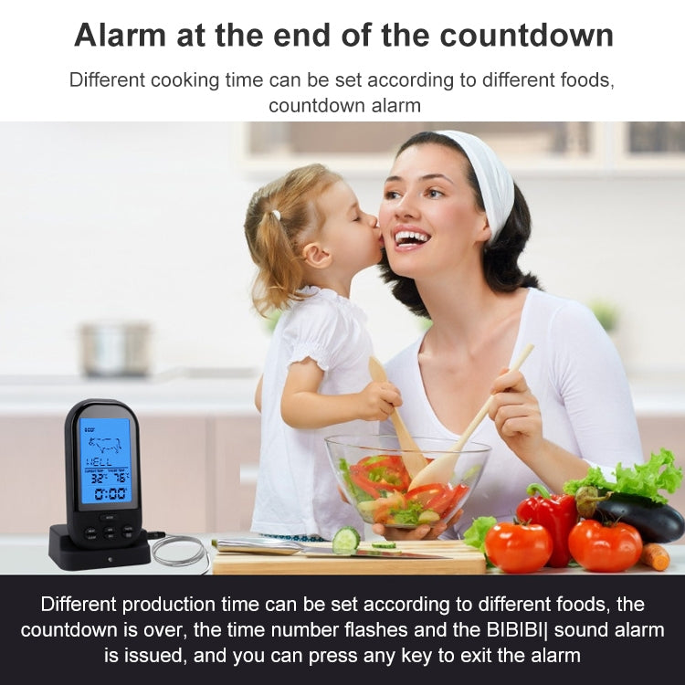 TS-HY62 Termometro wireless per barbecue da cucina digitale da cucina (nero), Single Probe