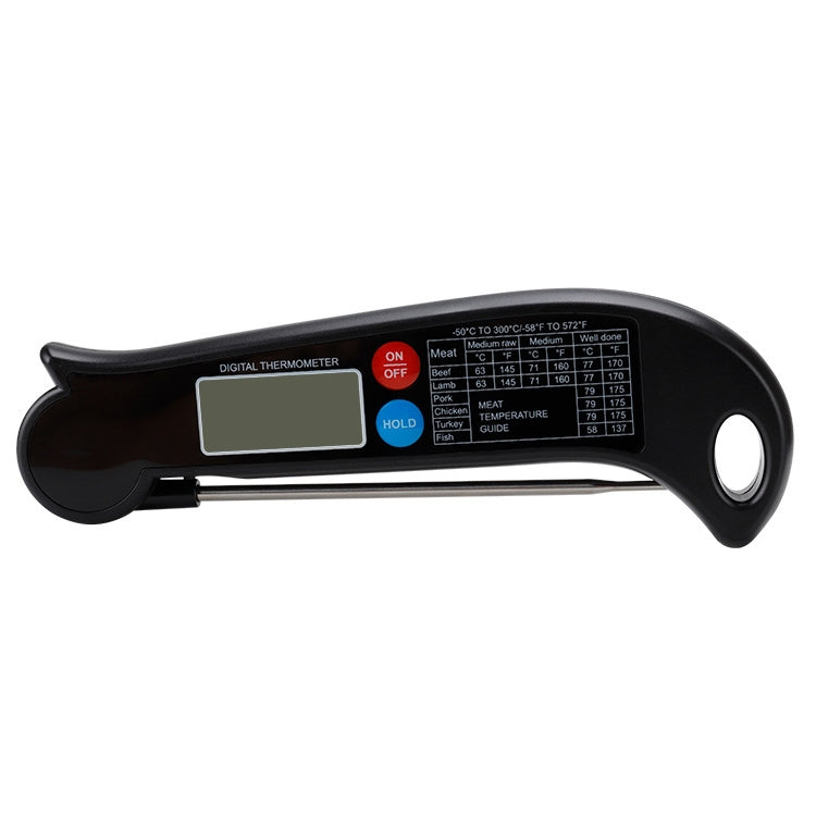TS-BY54 Termometro a sonda impermeabile pieghevole per barbecue da cucina (nero), TS-BY54
