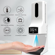 Termometro con sensore di distanza sensibile alla luce K9 Pro vivavoce senza contatto + dispenser automatico di sapone liquido senza contatto da 1000 ml con supporto base, K9 Pro