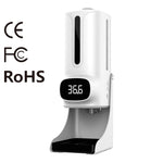 Termometro corporeo senza contatto vivavoce K9 Pro Plus + dispenser automatico di sapone liquido senza contatto da 1000 ml con supporto base, trasmissione vocale in 15 lingue, K9 Pro Plus