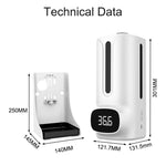 Termometro corporeo senza contatto vivavoce K9 Pro Plus + dispenser automatico di sapone liquido senza contatto da 1000 ml con supporto base, trasmissione vocale in 15 lingue, K9 Pro Plus