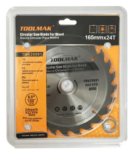 Lama circolare per legno 165 mm 24 denti Toolmak TMK20091 6901500200911 TL7745