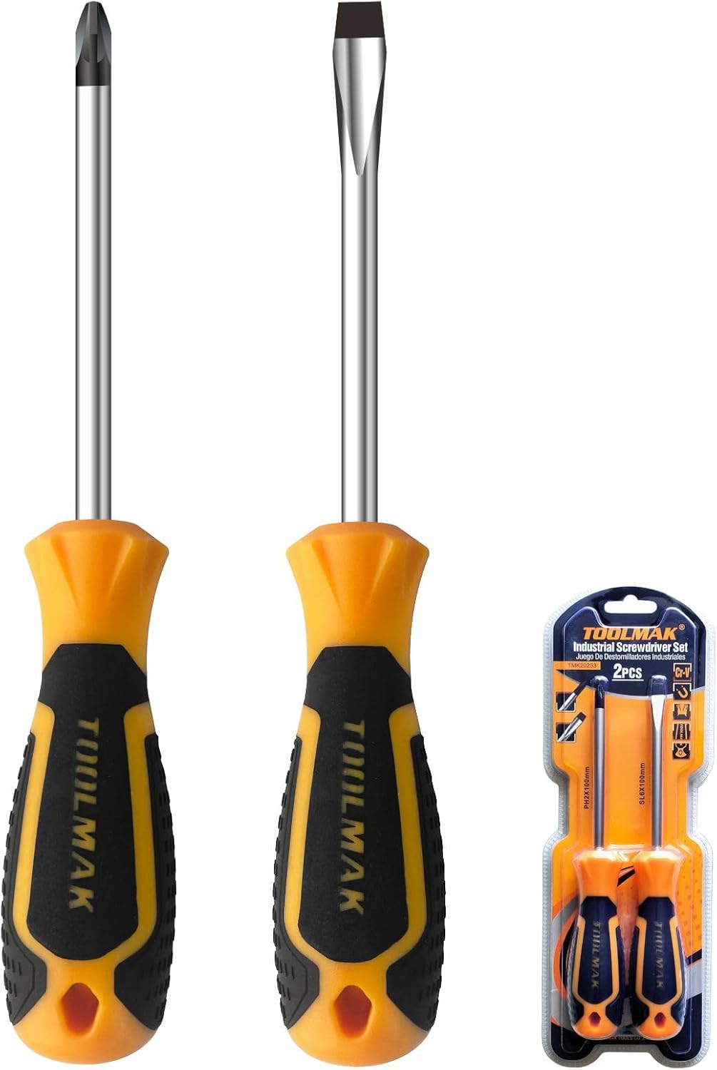 Set di cacciaviti industriali Toolmak – 2 pezzi (PH2 + SL6)  TMK20253 6901500202533 TL9825