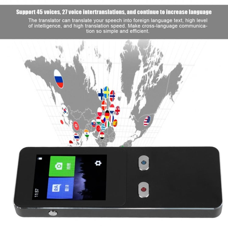 T9 + WIFI portatile Smart Voice Translator Smart Business Travel Traduttore AI in tempo reale Macchina di traduzione Traduttore 27 lingue, T9+ Black