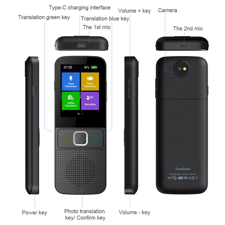 Traduttore vocale portatile T10 WiFi con AI