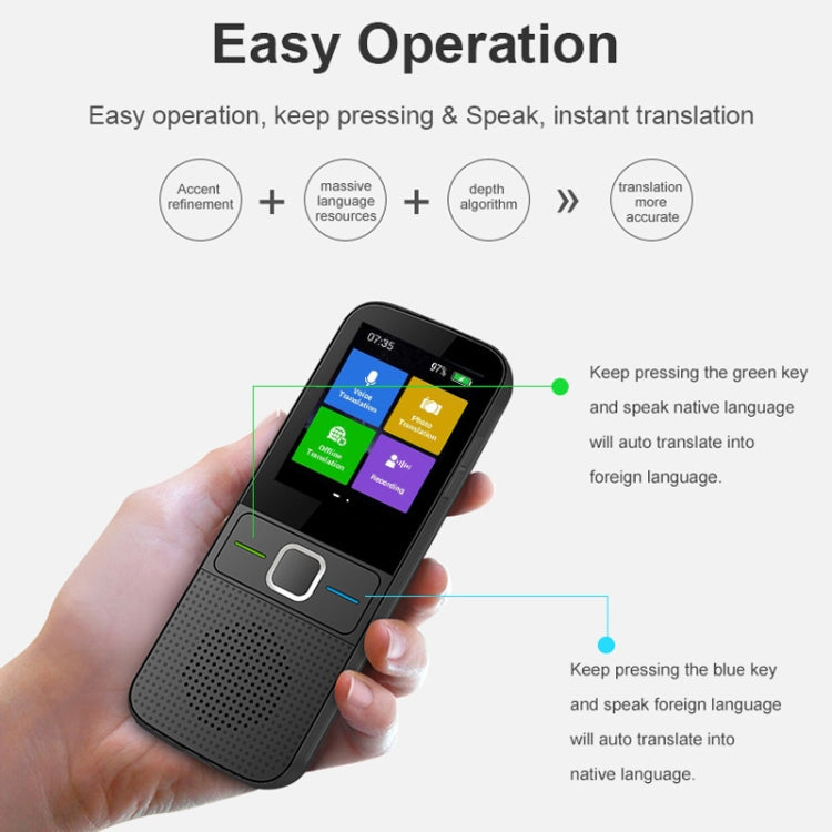 T10 WIFI portatile Smart Voice Translator Smart Business Travel Real Time AI Translator Translation Machine, T10 Black