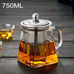 Teiera con filtro in vetro trasparente resistente al calore in acciaio inossidabile, capacità: 750 ml, Capacity: 750ml