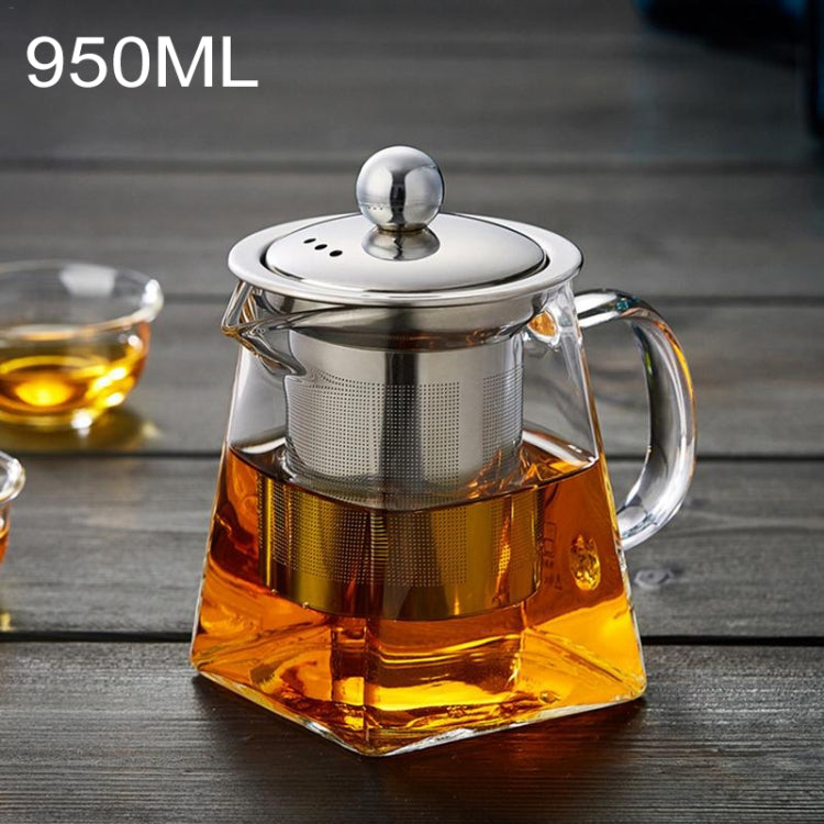 Teiera con filtro in vetro trasparente resistente al calore in acciaio inossidabile, capacità: 950 ml, Capacity: 950ml