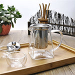 Teiera con filtro in vetro trasparente resistente al calore in acciaio inossidabile, capacità: 950 ml, Capacity: 950ml