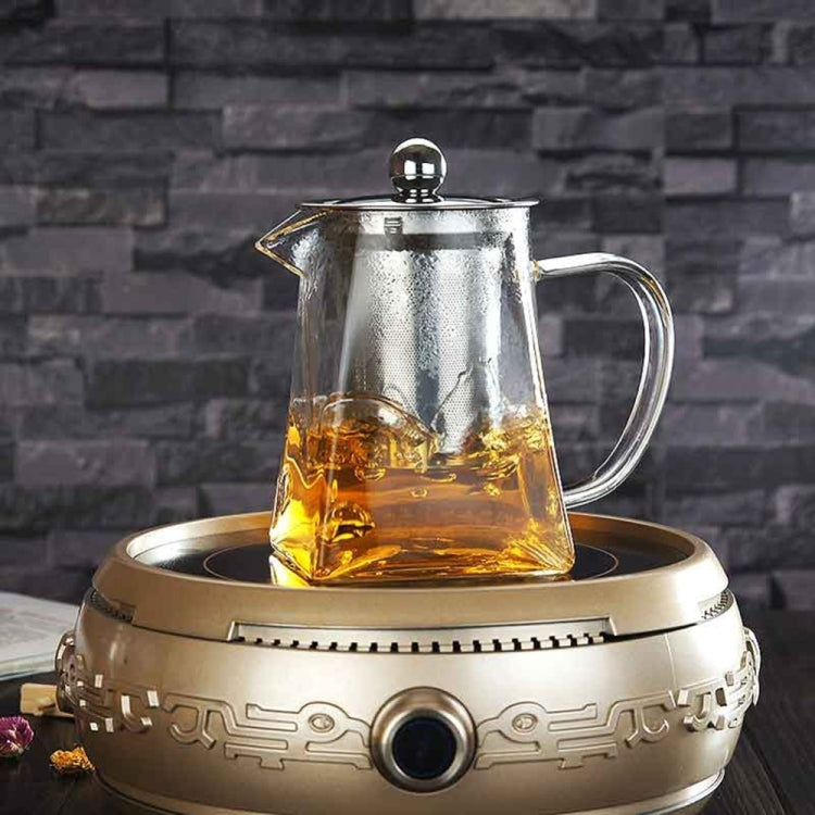 Teiera con filtro in vetro trasparente resistente al calore in acciaio inossidabile, capacità: 950 ml, Capacity: 950ml