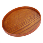 Vassoio da tè in legno massello rotondo creativo Vassoio portaoggetti Tay in legno per hotel, diametro: 37,5 cm, Brown, Diameter: 37.5cm