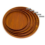 Vassoio da tè in legno massello rotondo creativo Vassoio portaoggetti Tay in legno per hotel, diametro: 37,5 cm, Brown, Diameter: 37.5cm