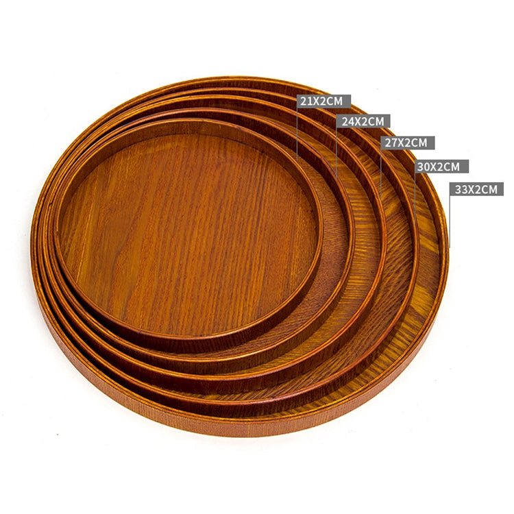 Vassoio da tè in legno massello rotondo creativo Vassoio portaoggetti Tay in legno per hotel, diametro: 37,5 cm, Brown, Diameter: 37.5cm