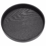 Vassoio portaoggetti Tay in legno per hotel rotondo creativo in legno massello, diametro: 27 cm, Black, Diameter: 27cm