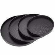 Vassoio portaoggetti Tay in legno per hotel rotondo creativo in legno massello, diametro: 27 cm, Black, Diameter: 27cm