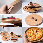 Vassoio da tè in legno massello rotondo creativo Vassoio portaoggetti Tay in legno per hotel, diametro: 33 cm, Wood Color, Diameter: 33cm