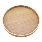 Vassoio da tè in legno massello rotondo creativo Vassoio portaoggetti Tay in legno per hotel, diametro: 37,5 cm, Wood Color, Diameter: 37.5cm