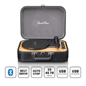 Retro Bluetooth® Turntable with Built-in Speakers Black