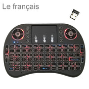 Lingua di supporto: tastiera retroilluminata wireless i8 Air Mouse francese con touchpad per Android TV Box e Smart TV e tablet PC e Xbox360 e PS3 e HTPC/IPTV, French