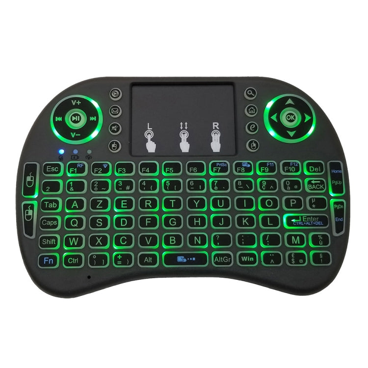 Lingua di supporto: tastiera retroilluminata wireless i8 Air Mouse francese con touchpad per Android TV Box e Smart TV e tablet PC e Xbox360 e PS3 e HTPC/IPTV, French