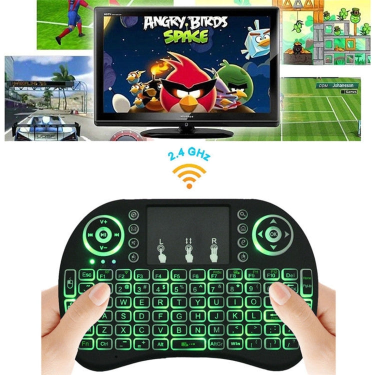 Lingua di supporto: tastiera retroilluminata wireless i8 Air Mouse francese con touchpad per Android TV Box e Smart TV e tablet PC e Xbox360 e PS3 e HTPC/IPTV, French