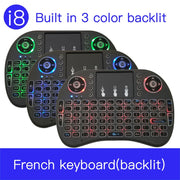 Lingua di supporto: tastiera retroilluminata wireless i8 Air Mouse francese con touchpad per Android TV Box e Smart TV e tablet PC e Xbox360 e PS3 e HTPC/IPTV, French