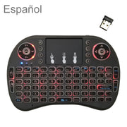 Lingua di supporto: tastiera retroilluminata wireless i8 Air Mouse spagnola con touchpad per Android TV Box e Smart TV e tablet PC e Xbox360 e PS3 e HTPC/IPTV, Spanish