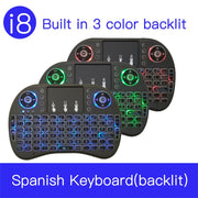 Lingua di supporto: tastiera retroilluminata wireless i8 Air Mouse spagnola con touchpad per Android TV Box e Smart TV e tablet PC e Xbox360 e PS3 e HTPC/IPTV, Spanish