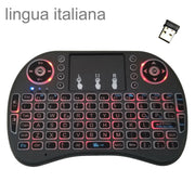 Lingua di supporto: Italia i8 Air Mouse Tastiera retroilluminata wireless con touchpad per Android TV Box e Smart TV e PC Tablet e Xbox360 e PS3 e HTPC/IPTV, Italy