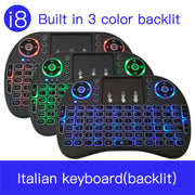 Lingua di supporto: Italia i8 Air Mouse Tastiera retroilluminata wireless con touchpad per Android TV Box e Smart TV e PC Tablet e Xbox360 e PS3 e HTPC/IPTV, Italy
