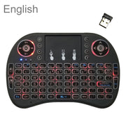 Lingua di supporto: inglese i8 Air Mouse Tastiera retroilluminata wireless con touchpad per Android TV Box e Smart TV e PC Tablet e Xbox360 e PS3 e HTPC/IPTV, English
